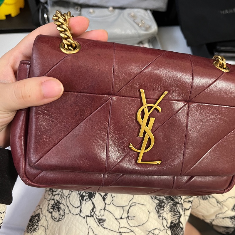 YSL Jamie Bag   酒紅金鍊包-12