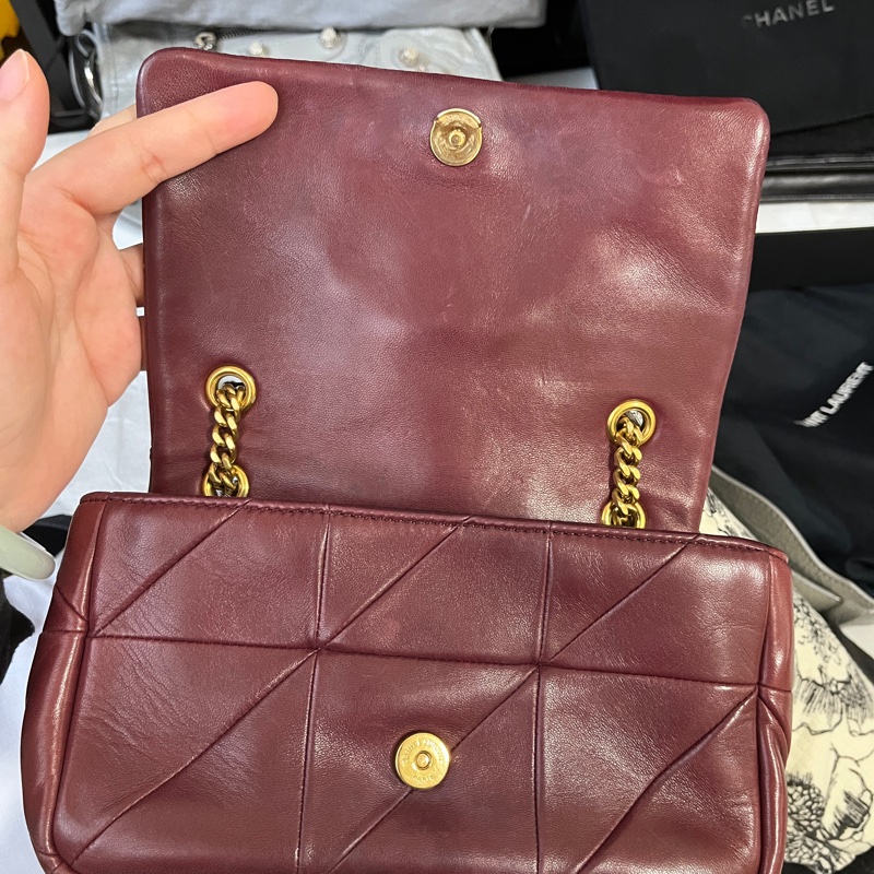 YSL Jamie Bag   酒紅金鍊包-13