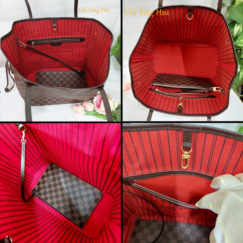 LV N41358 Damier Neverfull MM 🎀現品實拍🎀經典棋盤格肩背購物包(中)~~二手品-7