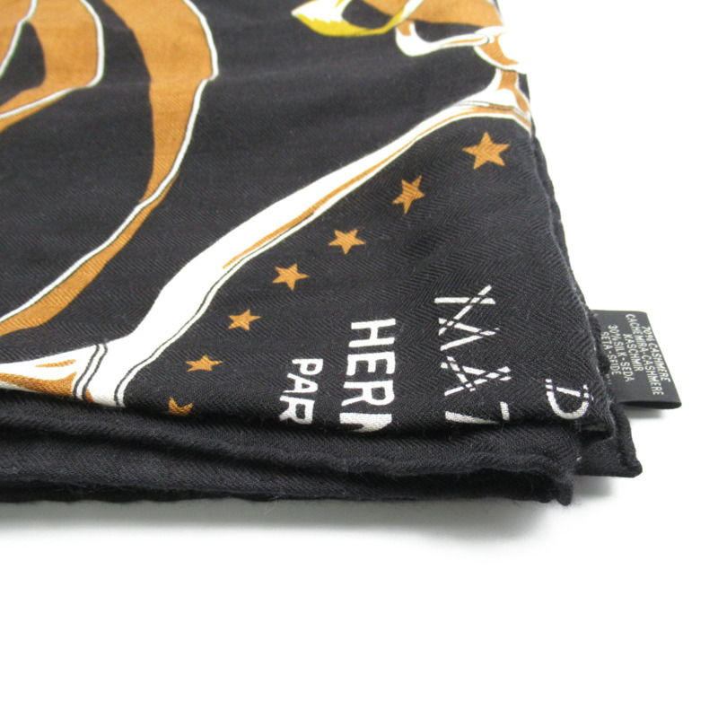 【日本直送】HERMES Kasisir 140 披肩 羊絨 黑色 二手女式-1