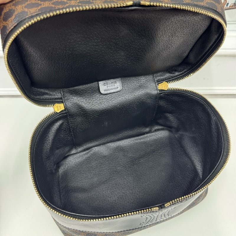 中古罕有 Celine Macadam 凱旋門老花雙層手提包 黑色老花-10