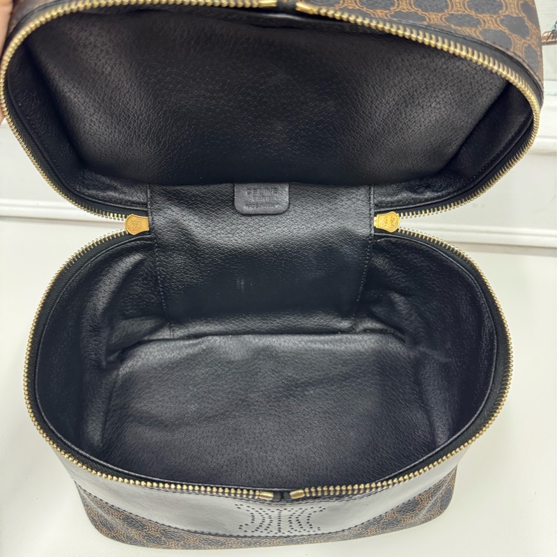 中古罕有 Celine Macadam 凱旋門老花雙層手提包 黑色老花-11