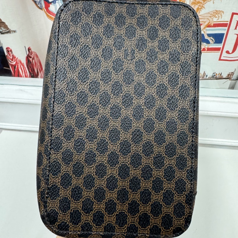 中古罕有 Celine Macadam 凱旋門老花雙層手提包 黑色老花-22