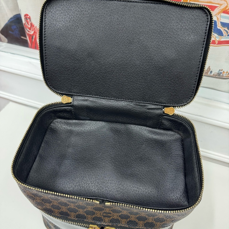 中古罕有 Celine Macadam 凱旋門老花雙層手提包 黑色老花-23