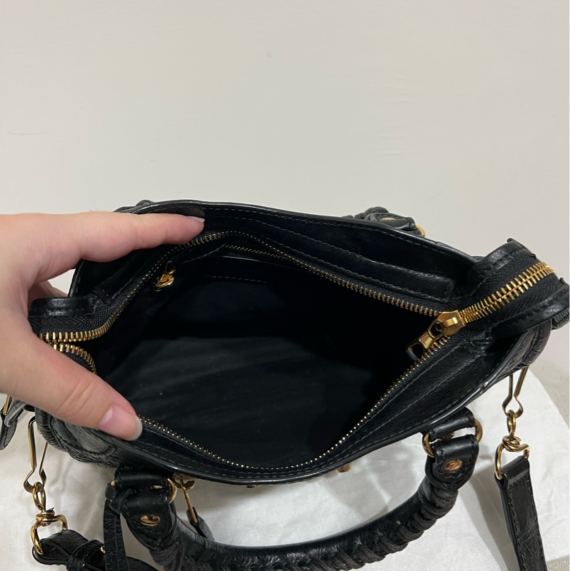 BALENCIAGA 巴黎世家 mini city黑金機車包-10