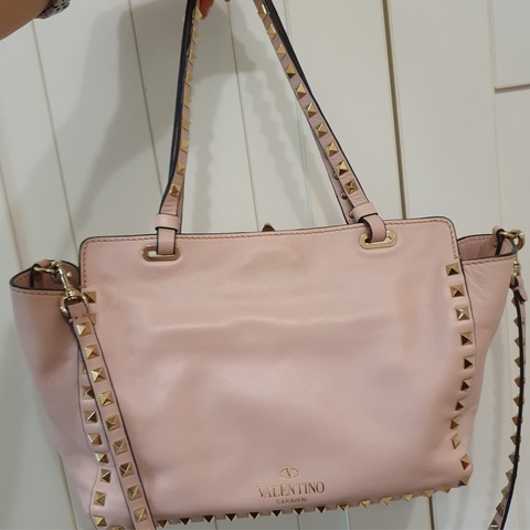 valentino 卯釘 中型包 粉金經典