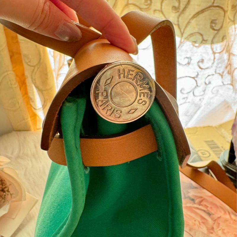 HERMES綠拼棕皮革HERBAG31-2