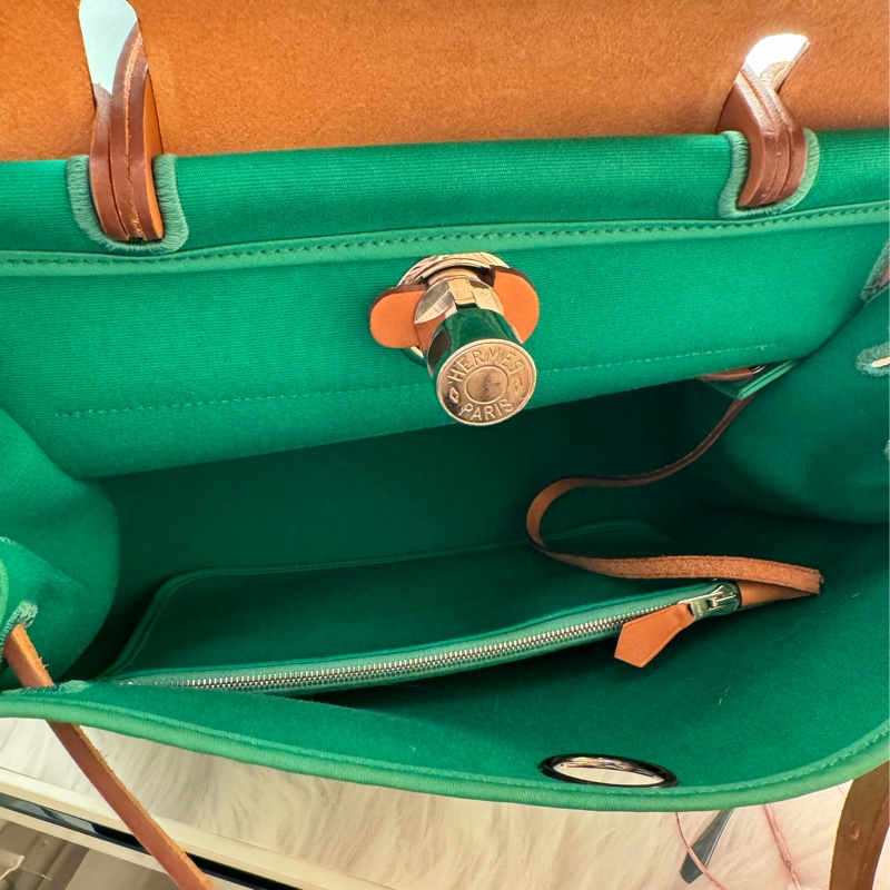 HERMES綠拼棕皮革HERBAG31-13