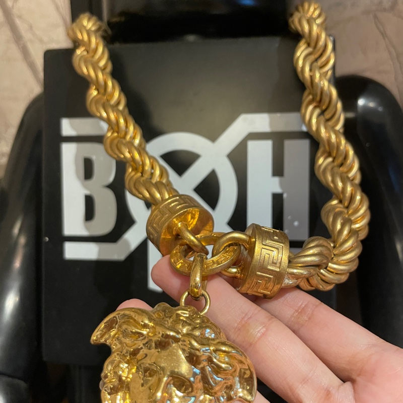 VERSACE  金色 麻花粗鏈 粗麻花  經典 立體 大logo  項鍊-1