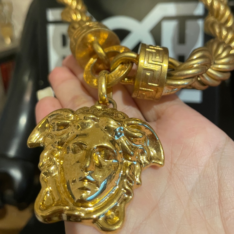 VERSACE  金色 麻花粗鏈 粗麻花  經典 立體 大logo  項鍊-2
