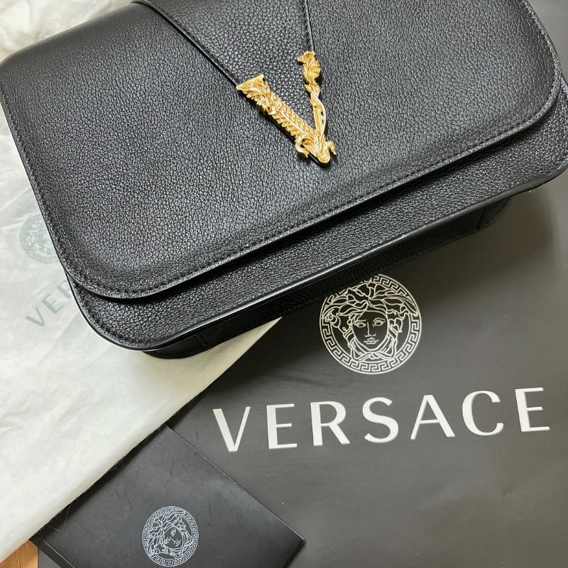 極新 VERSACE 凡賽斯 真皮肩背包 台灣專櫃購入-0