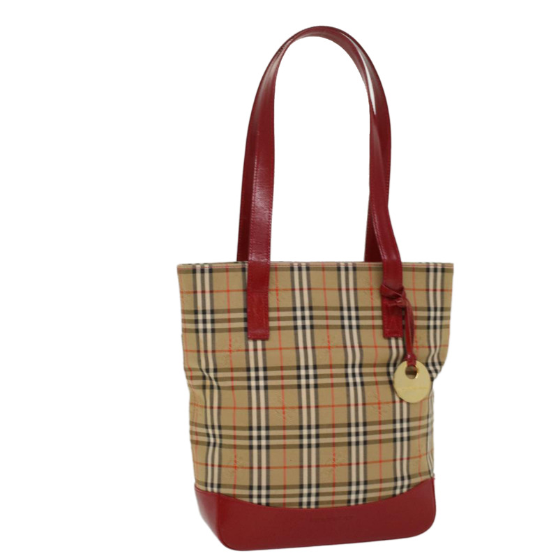 【日本直送】BURBERRY Nova 格紋托特包 尼龍皮革 米紅色 正品 52434-0