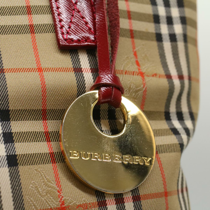 【日本直送】BURBERRY Nova 格紋手提包尼龍皮革米色紅色正品 52434-9