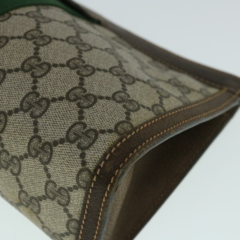 【日本直送】GUCCI GG 帆布織帶雪莉線手拿包 PVC 皮革米綠色正品 54839-6