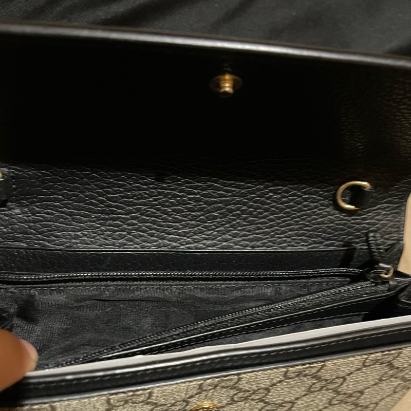 (附台灣購證)GUCCI 黑色經典logo WOC 鍊條側背包-39
