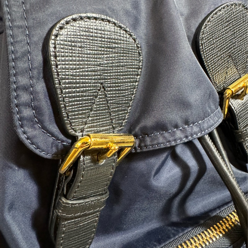 BURBERRY 巴寶莉 The Rucksack尼龍拼皮革中型軍旅後背包(海軍藍)-6