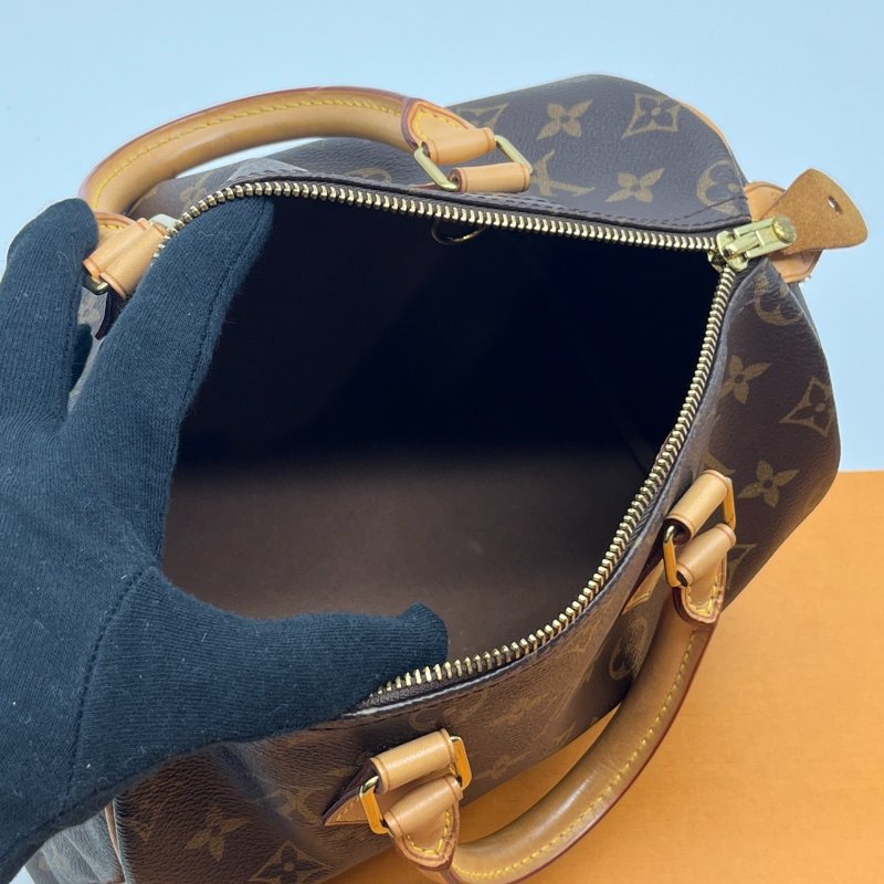 Louis Vuitton LV 老花字紋 speedy 25公分波士頓包/手提包-10