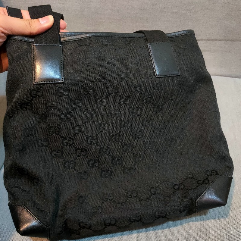 ∆聖誕限時一週降價∆㊣✨Gucci✨古馳 黑色 老花 皮革 帆布 肩背包 托特包/二手包/二手精品-3