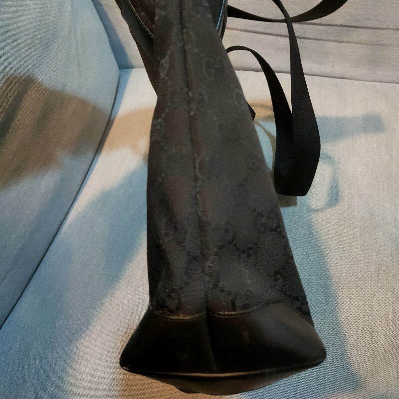 ∆聖誕限時一週降價∆㊣✨Gucci✨古馳 黑色 老花 皮革 帆布 肩背包 托特包/二手包/二手精品-4