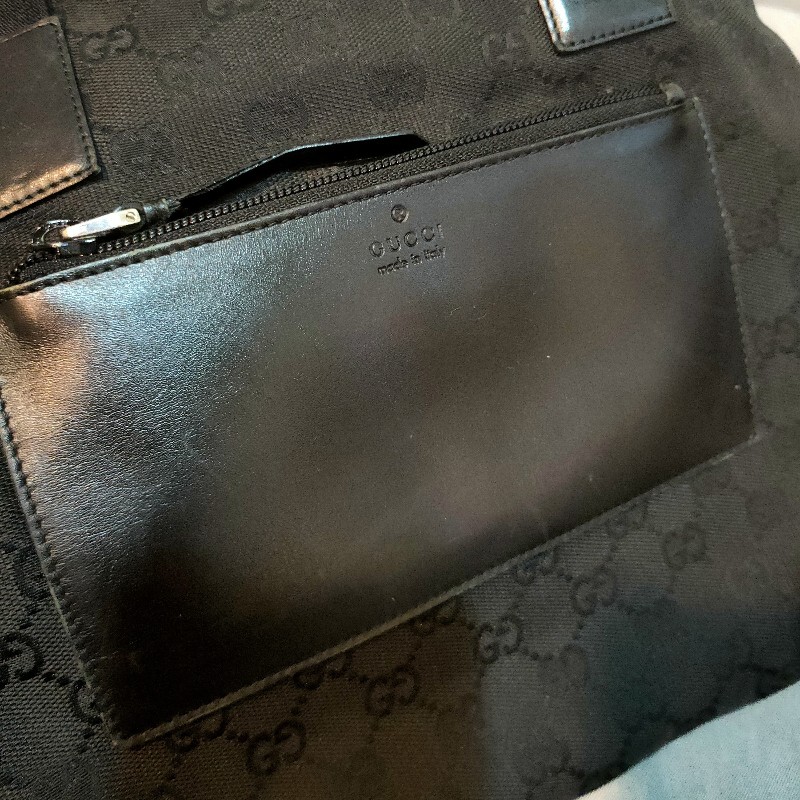 ∆聖誕限時一週降價∆㊣✨Gucci✨古馳 黑色 老花 皮革 帆布 肩背包 托特包/二手包/二手精品-5