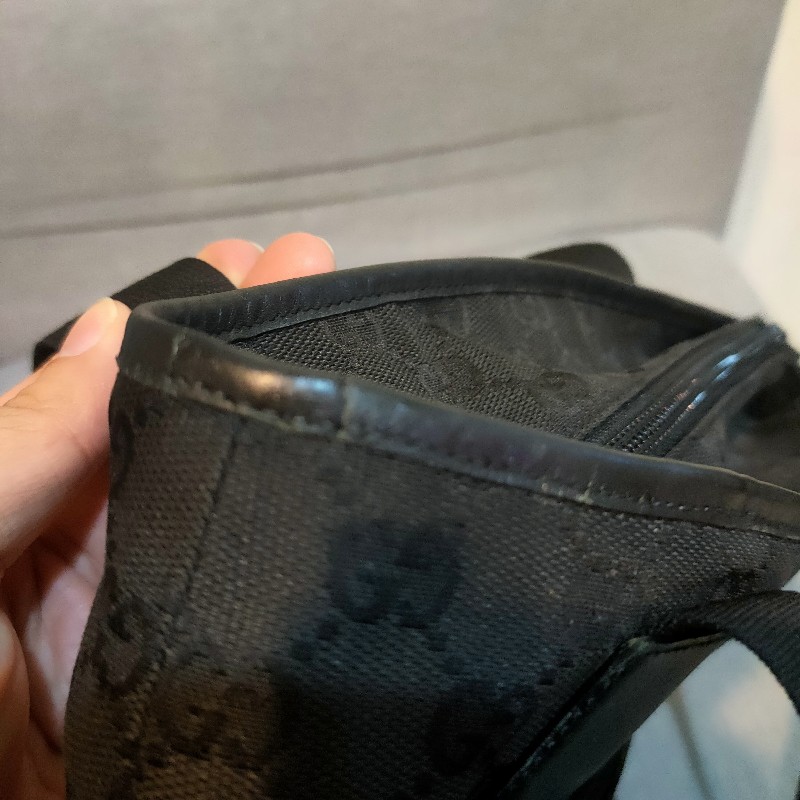 ∆聖誕限時一週降價∆㊣✨Gucci✨古馳 黑色 老花 皮革 帆布 肩背包 托特包/二手包/二手精品-16