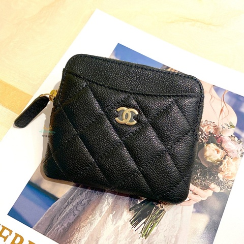 【 全新商品 】CHANEL 香奈兒 AP2061 黑色 荔枝牛皮 淡金釦 零錢包 吐司卡包 卡片夾 卡片包 卡包