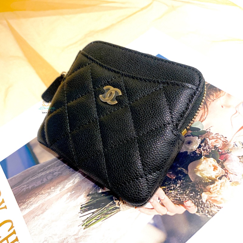【 全新商品 】CHANEL 香奈兒 AP2061 黑色 荔枝牛皮 淡金釦 零錢包 吐司卡包 卡片夾 卡片包 卡包-1