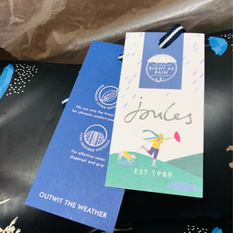 Joules 黑底狗狗雨傘雨鞋-4