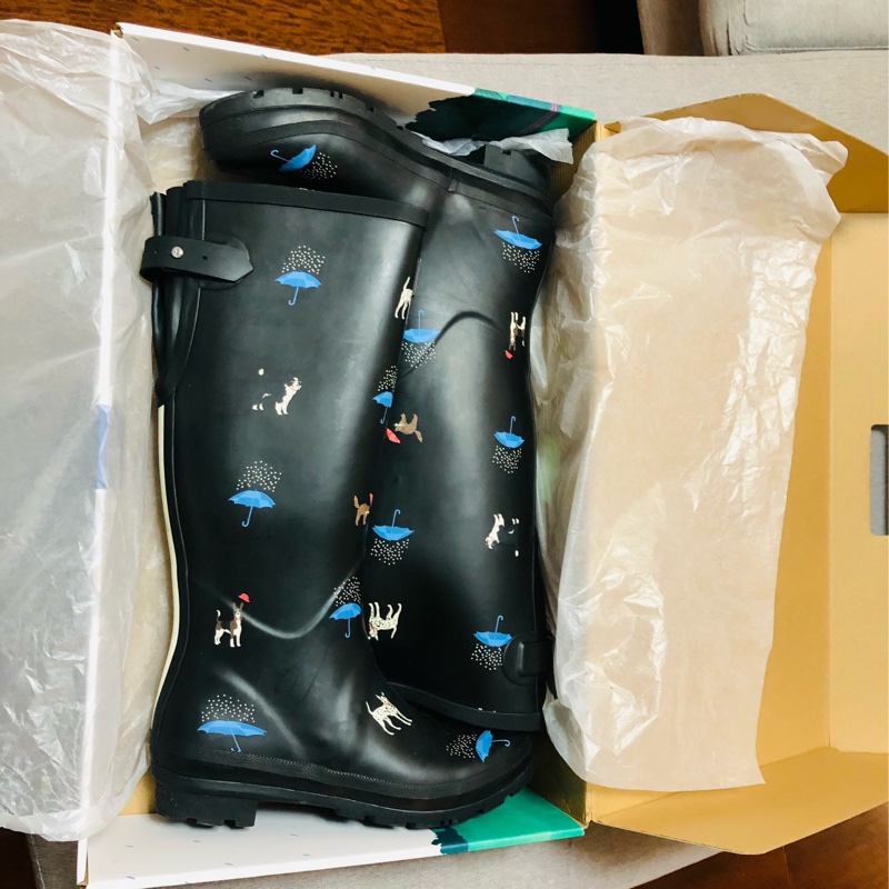 Joules 黑底狗狗雨傘雨鞋-8