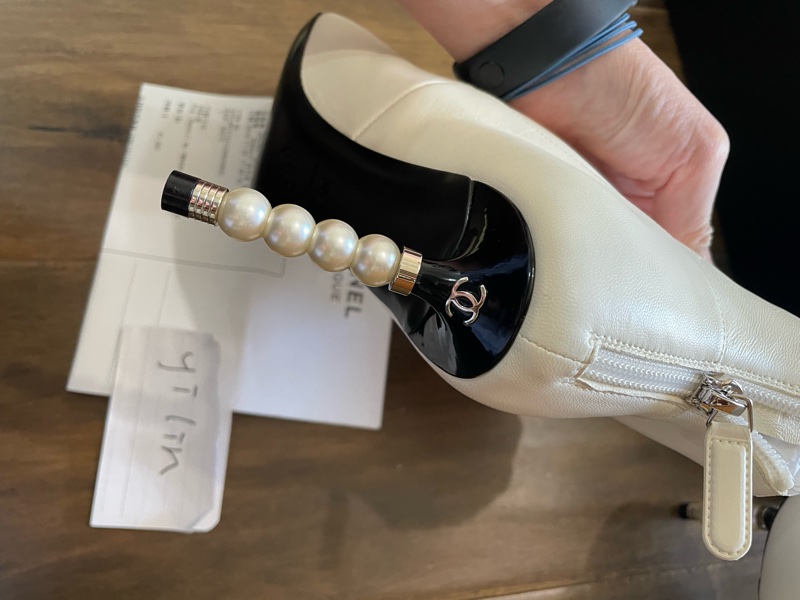 (已預訂)香奈兒珍珠短靴高跟鞋-9