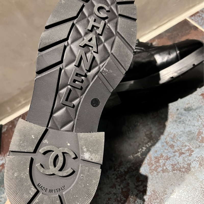 Chanel 鏈條馬丁靴短靴-皮革拼接菱格⭐️Chanel 鏈條手鍊+鞋都擁有-9