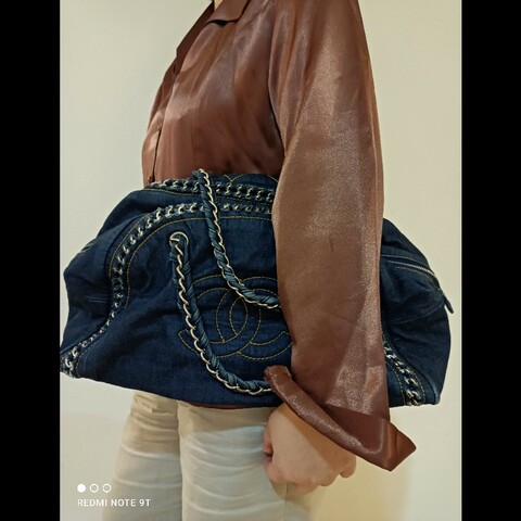 Chanel vintage 單寧波士頓包保齡球牛仔鏈包