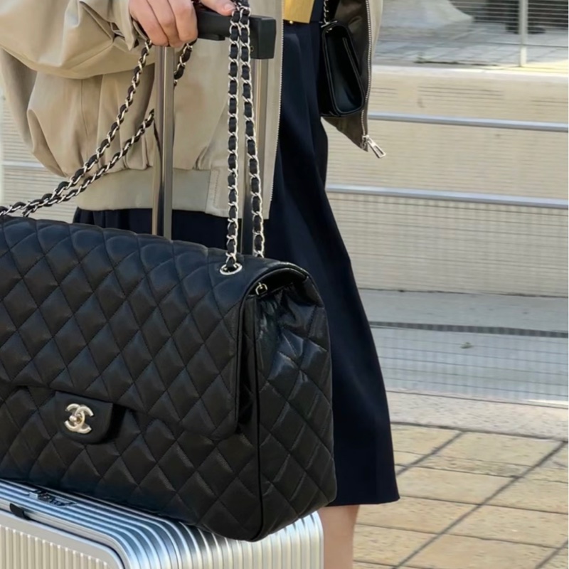 （已售出）全新全配 香奈兒機場包 黑色荔枝皮-4