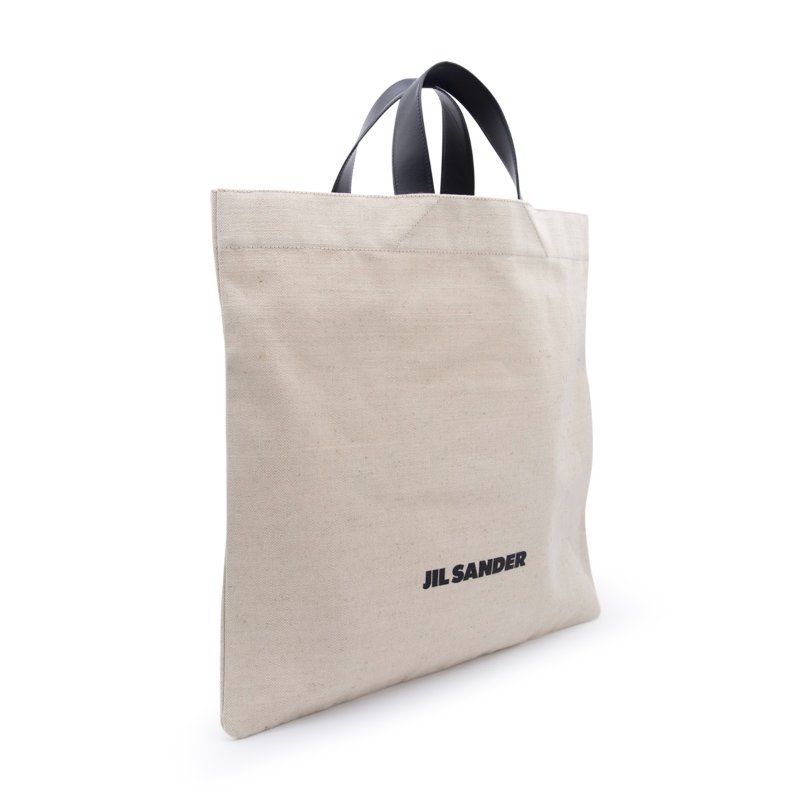 Jil Sander 皮革手柄的方形棉質書袋包/購物包《佳節年終折扣》-6