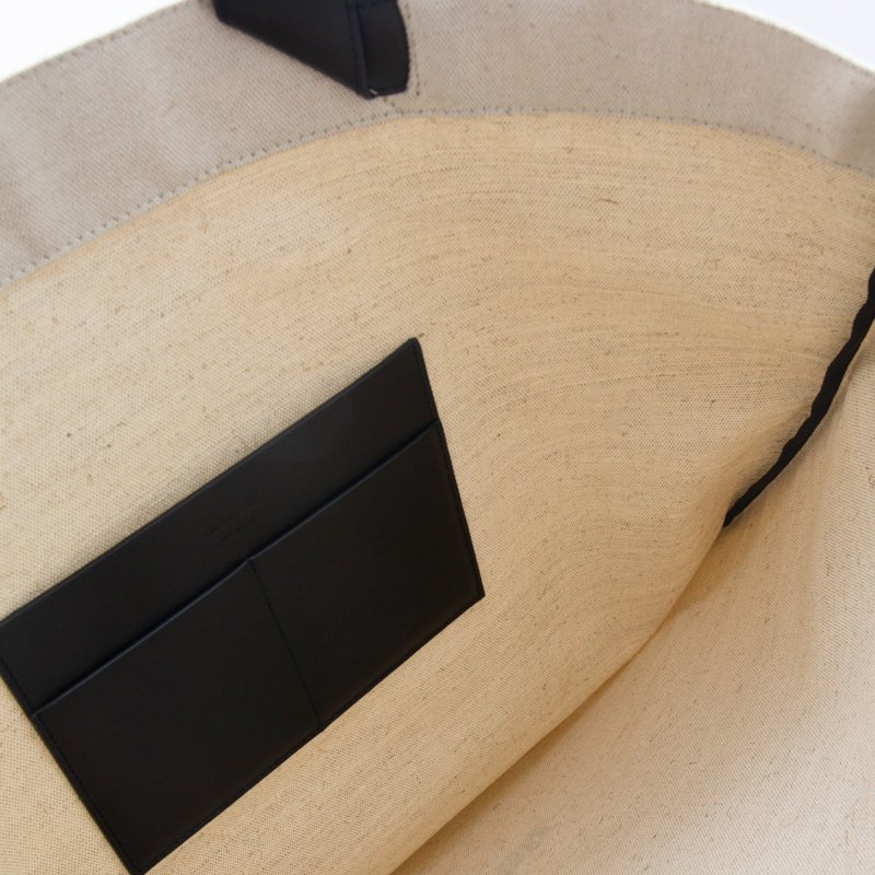 Jil Sander 皮革手柄的方形棉質書袋包/購物包《佳節年終折扣》-8