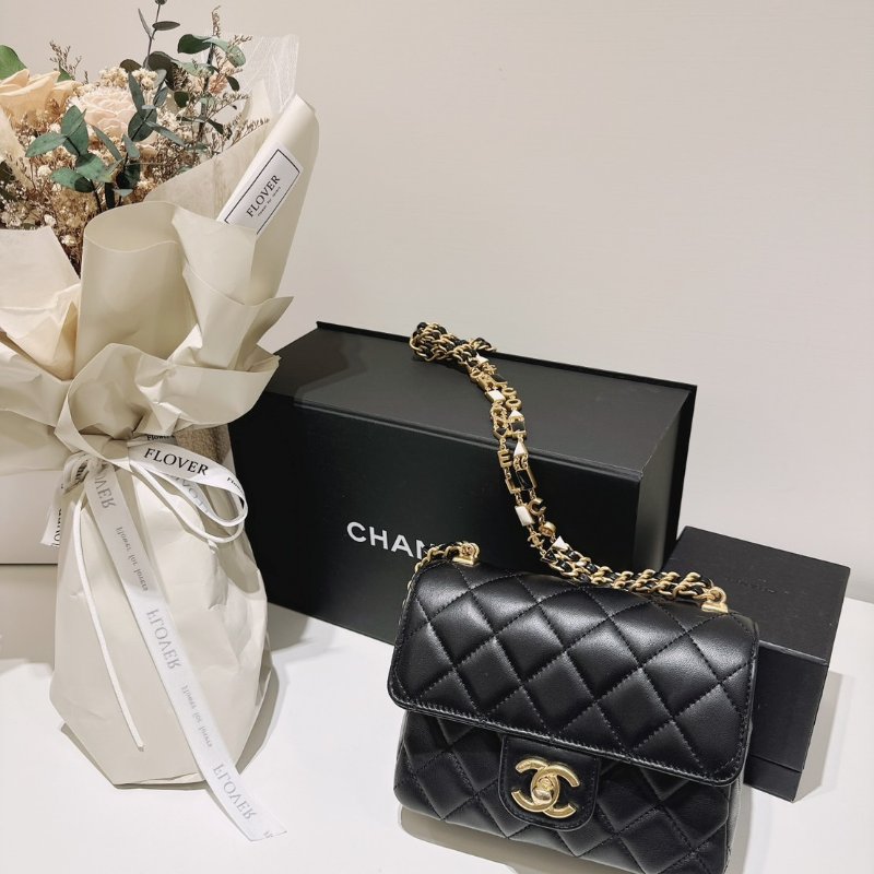 [小禎推薦］❤️Chanel CF mini 黑金迷你口蓋包 稀有珐瑯鍊-1