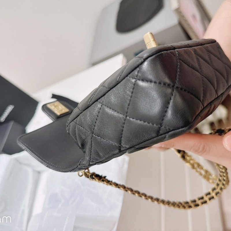 [小禎推薦］❤️Chanel CF mini 黑金迷你口蓋包 稀有珐瑯鍊-4