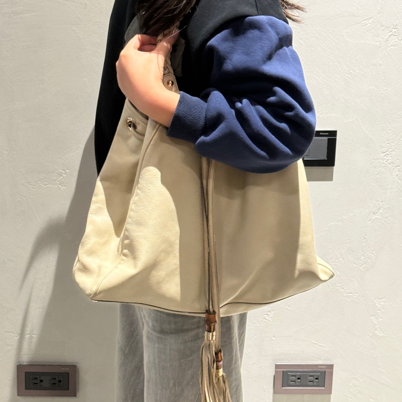 GUCCI 流蘇托特包 白-1