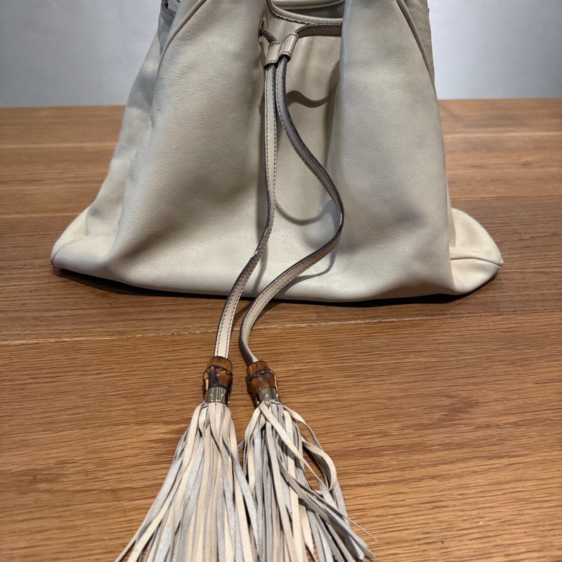 GUCCI 流蘇托特包 白-3