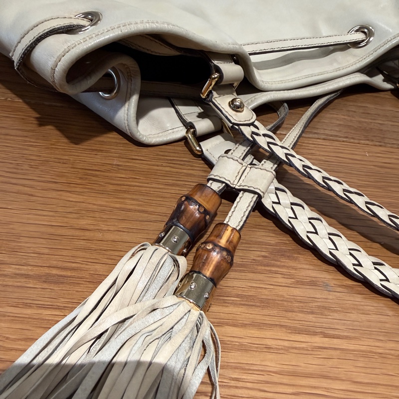 GUCCI 流蘇托特包 白-10