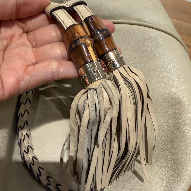 GUCCI 流蘇托特包 白-11
