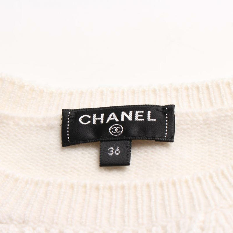 【日本直送】 CHANEL 香奈兒 雙C標誌 針織 羊絨 象牙色 寶石-2