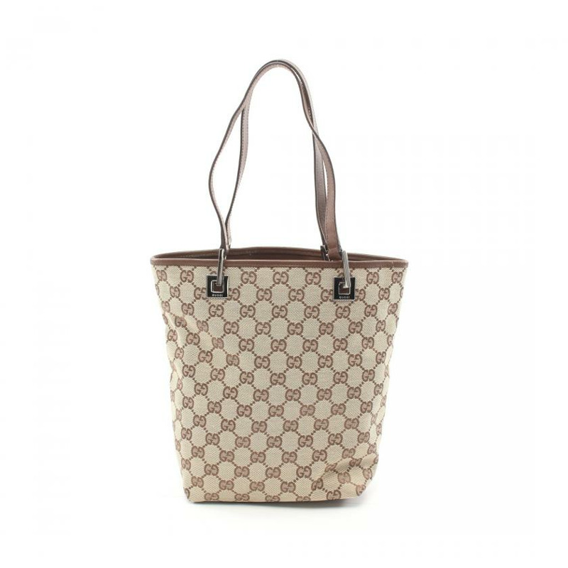 【日本直送】 GUCCI GUCCI GG帆布 手包 托特包 帆布 皮革 淺褐色 深棕色-0