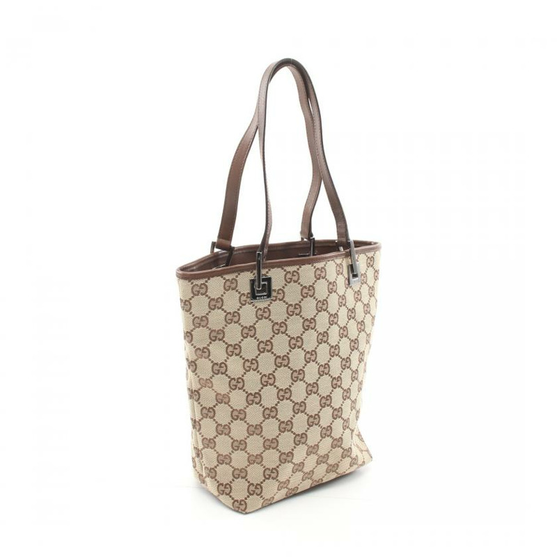 【日本直送】 GUCCI GUCCI GG帆布 手包 托特包 帆布 皮革 淺褐色 深棕色-1