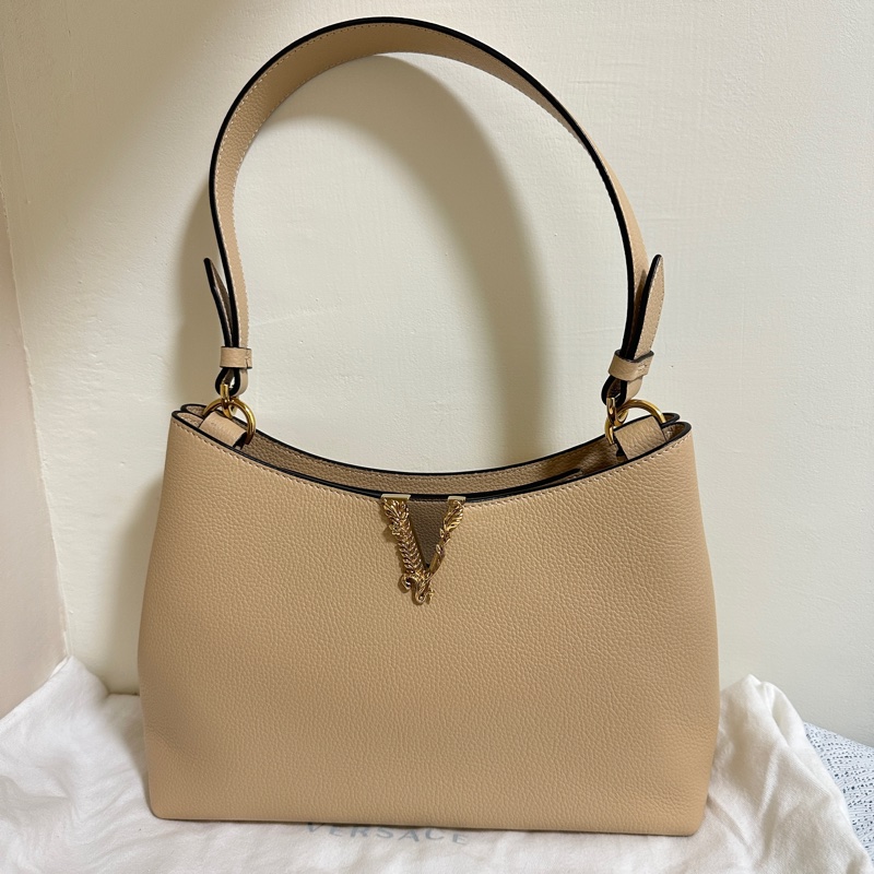 VERSACE 荔枝紋小牛皮腋下/側背包-7