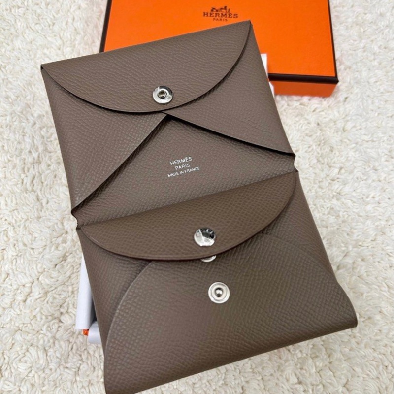Hermes Calvi Duo 卡片包 小錢包 Etoupe 大象灰色 預訂貨品-4