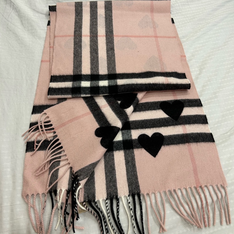 BurBerry 喀什米爾圍巾/限定愛心雙面款-4