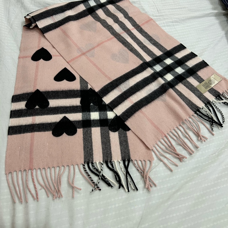 BurBerry 喀什米爾圍巾/限定愛心雙面款-9