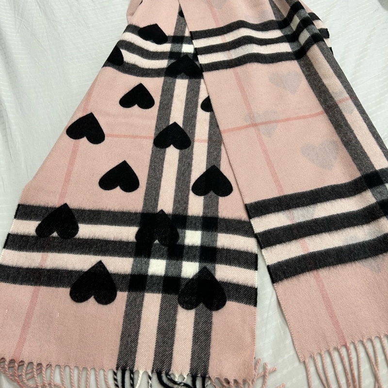 BurBerry 喀什米爾圍巾/限定愛心雙面款-14