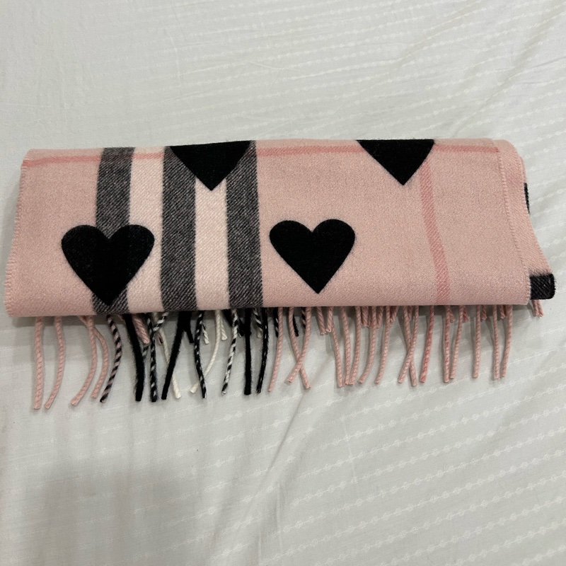BurBerry 喀什米爾圍巾/限定愛心雙面款-17